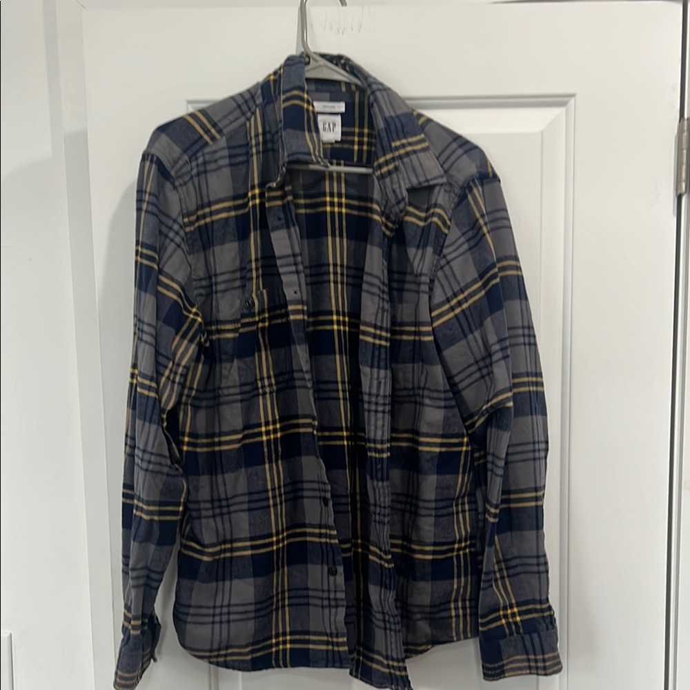 NEVER WORN GAP Men's Blue and Yellow Plaid Jacket